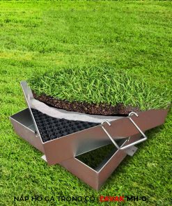 Nắp hố ga bằng inox ZAVAK MH-G trồng cỏ lên trên bề mặt sử dụng làm nắp đậy hố ga sân vườn thẩm mỹ tiện lợi