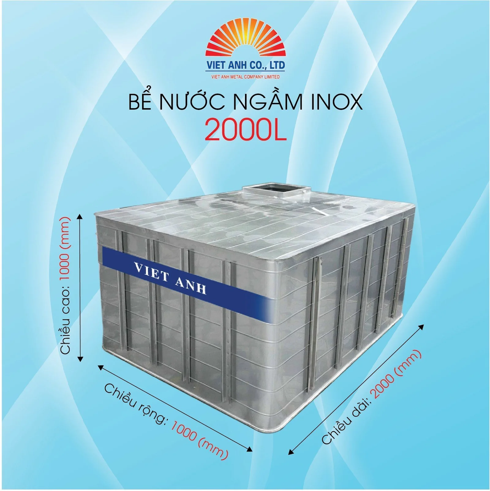 Be nuoc ngam Inox Viet Anh 2000l 1