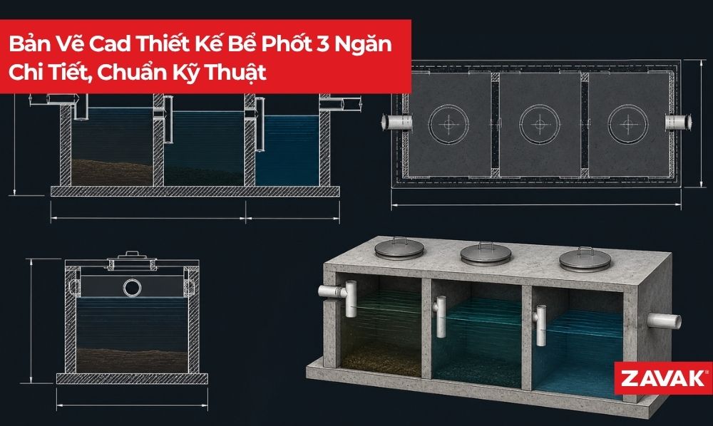 Bản vẽ bể phốt 3 ngăn Bản vẽ bể phốt 3 ngăn Bản vẽ bể phốt 3 ngăn Bản vẽ bể phốt 3 ngăn