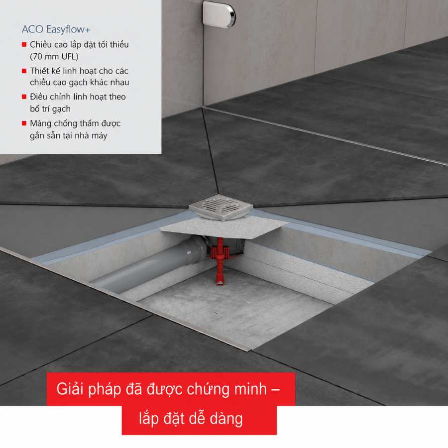 Lắp đặt Ga thoát sàn ACO EASYFLOW