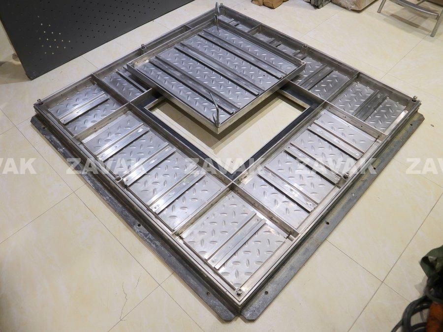 Nắp bể ngầm âm sàn nắp hố ga inox304 Zvak bộ mẹ con 2