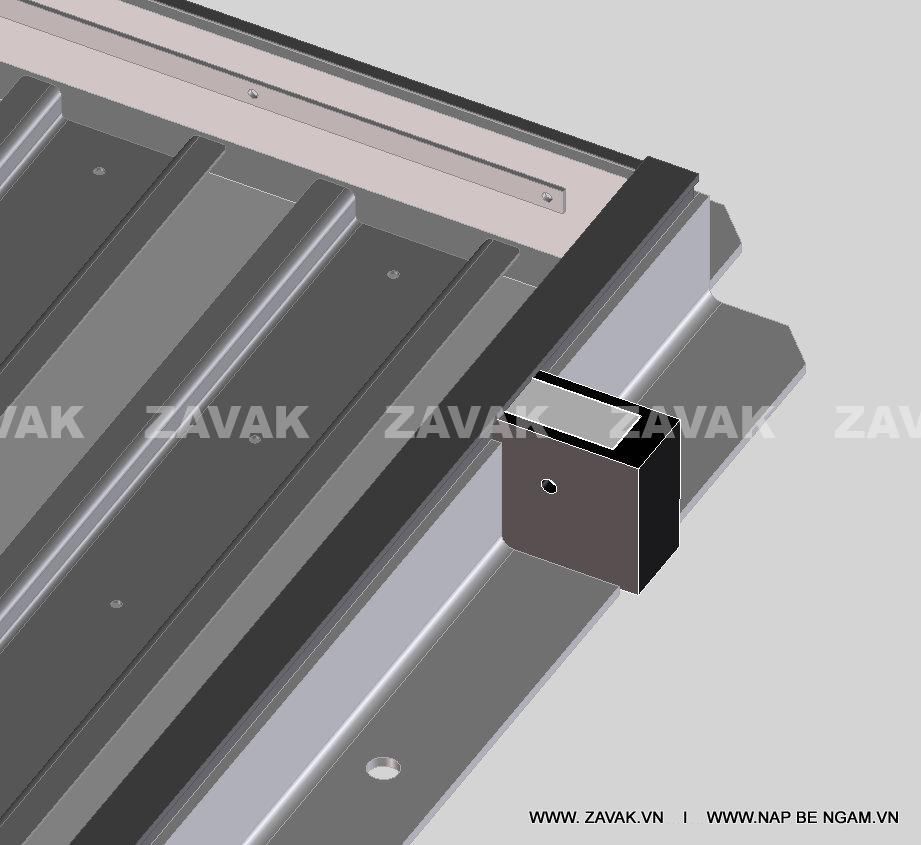Nắp bể ngầm inox mở 2 cánh trợ lực bản lề ZAVAK