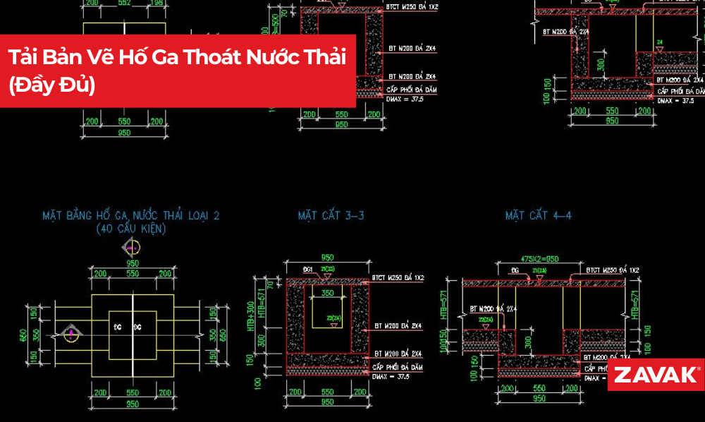 Tải Bản Vẽ Hố Ga Thoát Nước Thải (Đầy Đủ)
