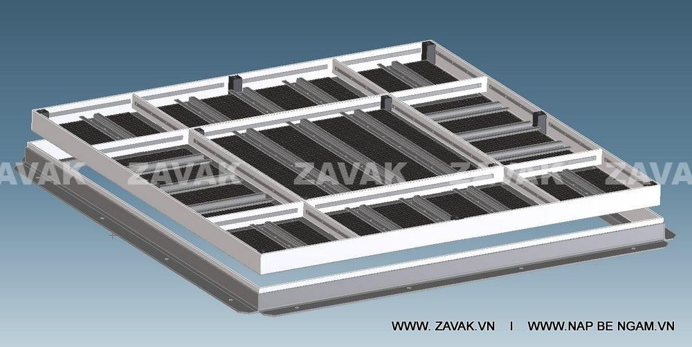 Nắp bể ngầm âm sàn nắp hố ga inox304 Zvak bộ mẹ con 2