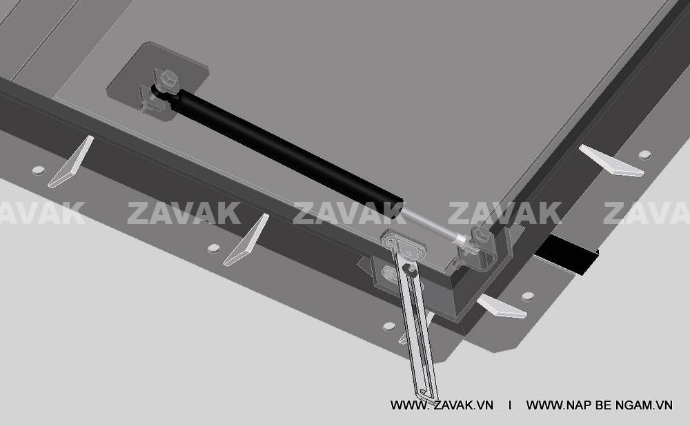 Nắp bể ngầm inox mở 2 cánh trợ lực bản lề ZAVAK
