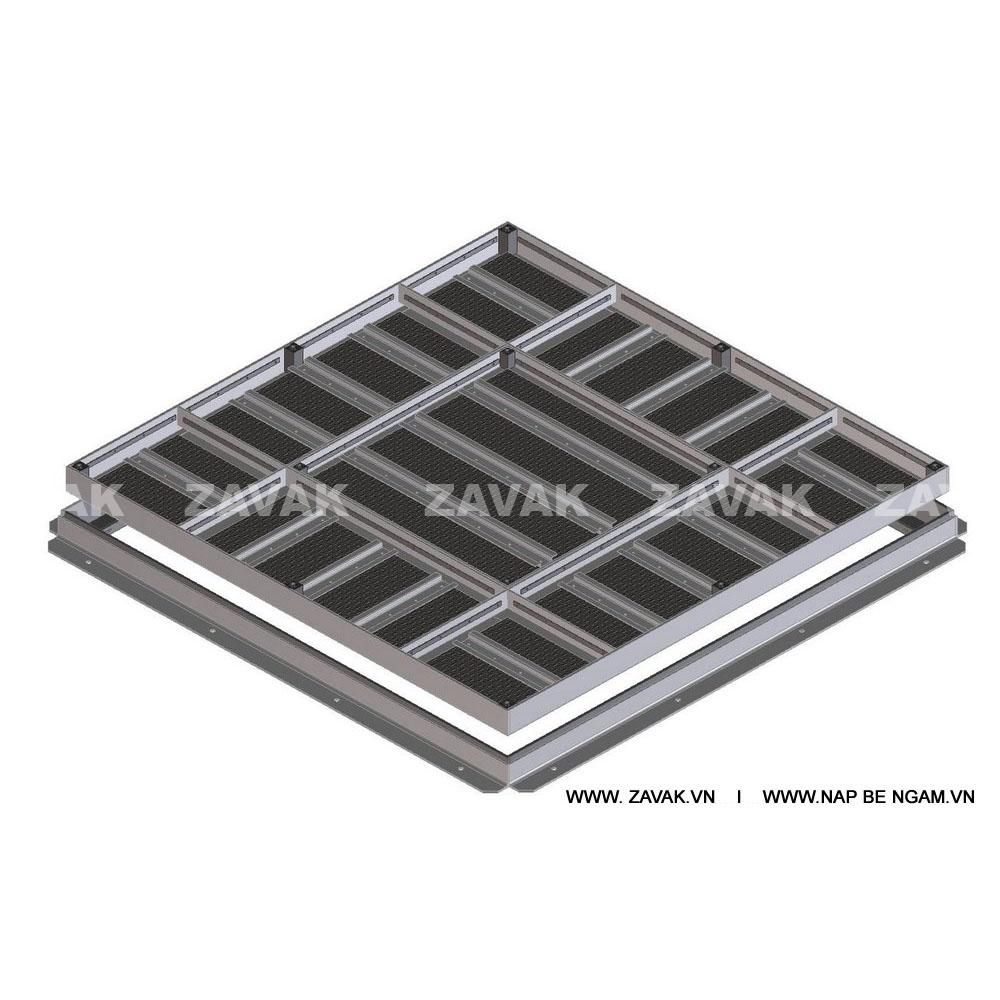 Nắp bể ngầm âm sàn nắp hố ga inox304 Zvak bộ mẹ con 2