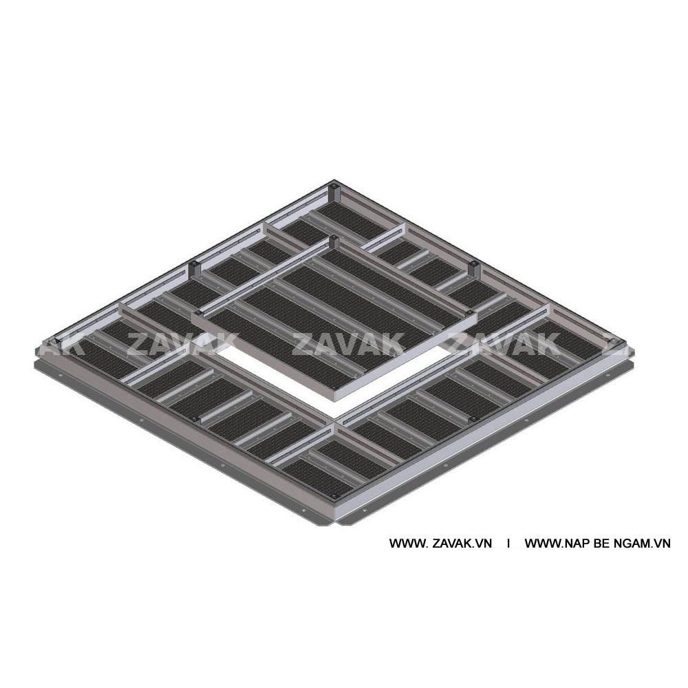 Nắp bể ngầm âm sàn nắp hố ga inox304 Zvak bộ mẹ con 2