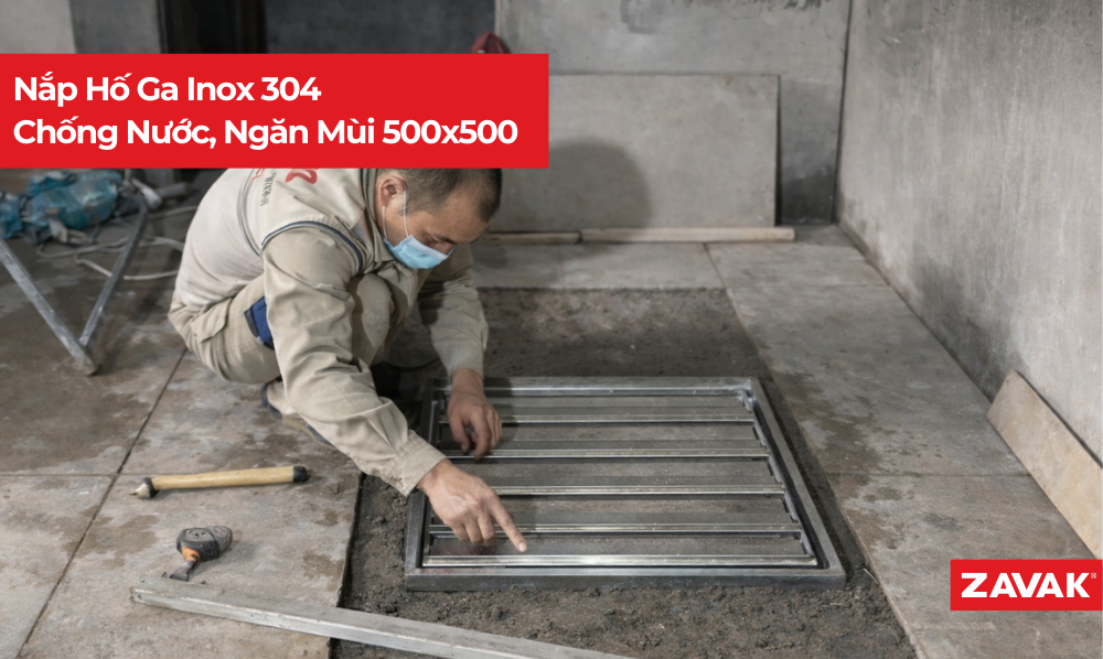 Nắp Hố Ga 500x500 Chống Nước, Ngăn Mùi Inox 304