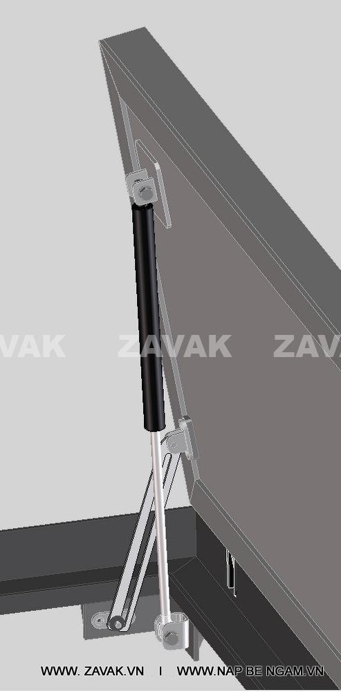 Nắp bể ngầm inox mở 2 cánh trợ lực bản lề ZAVAK