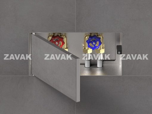 Hộc tủ inox âm tường lát gạch phòng tắm