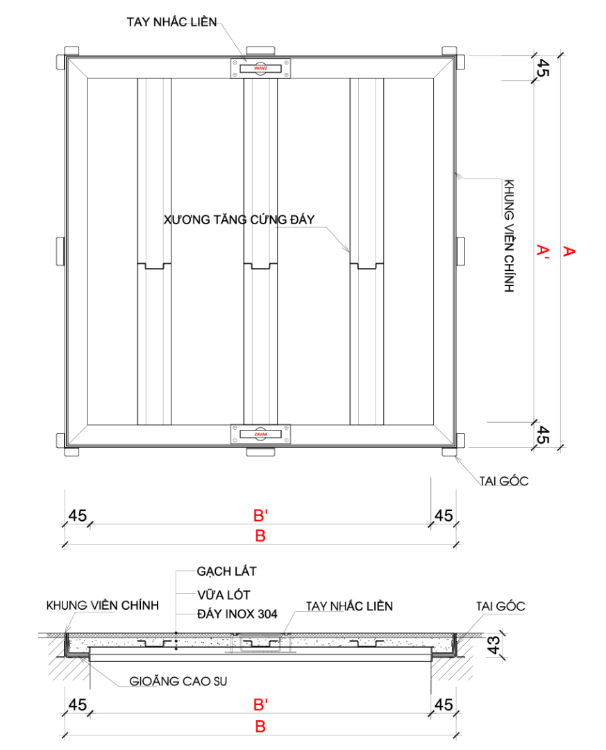 Bản vẽ cấu tạo nắp bể ngầm trong nhà Zavak MHI