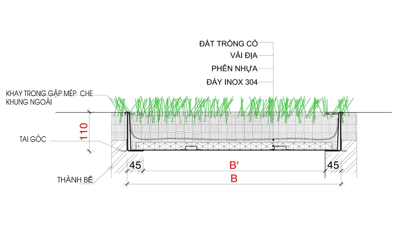 Bản vẽ nắp hố ga trồng cỏ MHG new