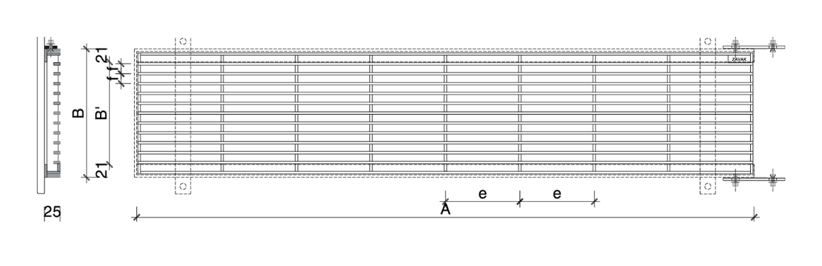 Bản vẽ thiết kế nắp rãnh thoát nước nan dọc Zavak GRT-AZ