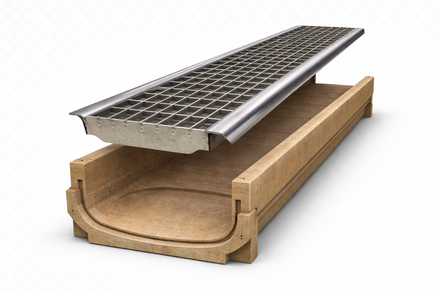 Bộ rãnh thoát nước bê tông Polyme và Inox GRT.SLT.E100 của ACO ZAVAK