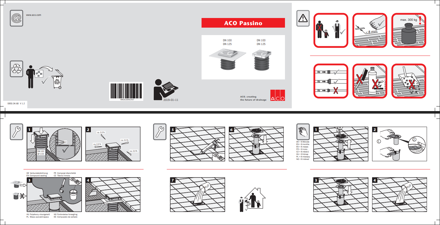 Hướng dẫn lắp đặt ga thoát sàn nhà vệ sinh ACO Passino