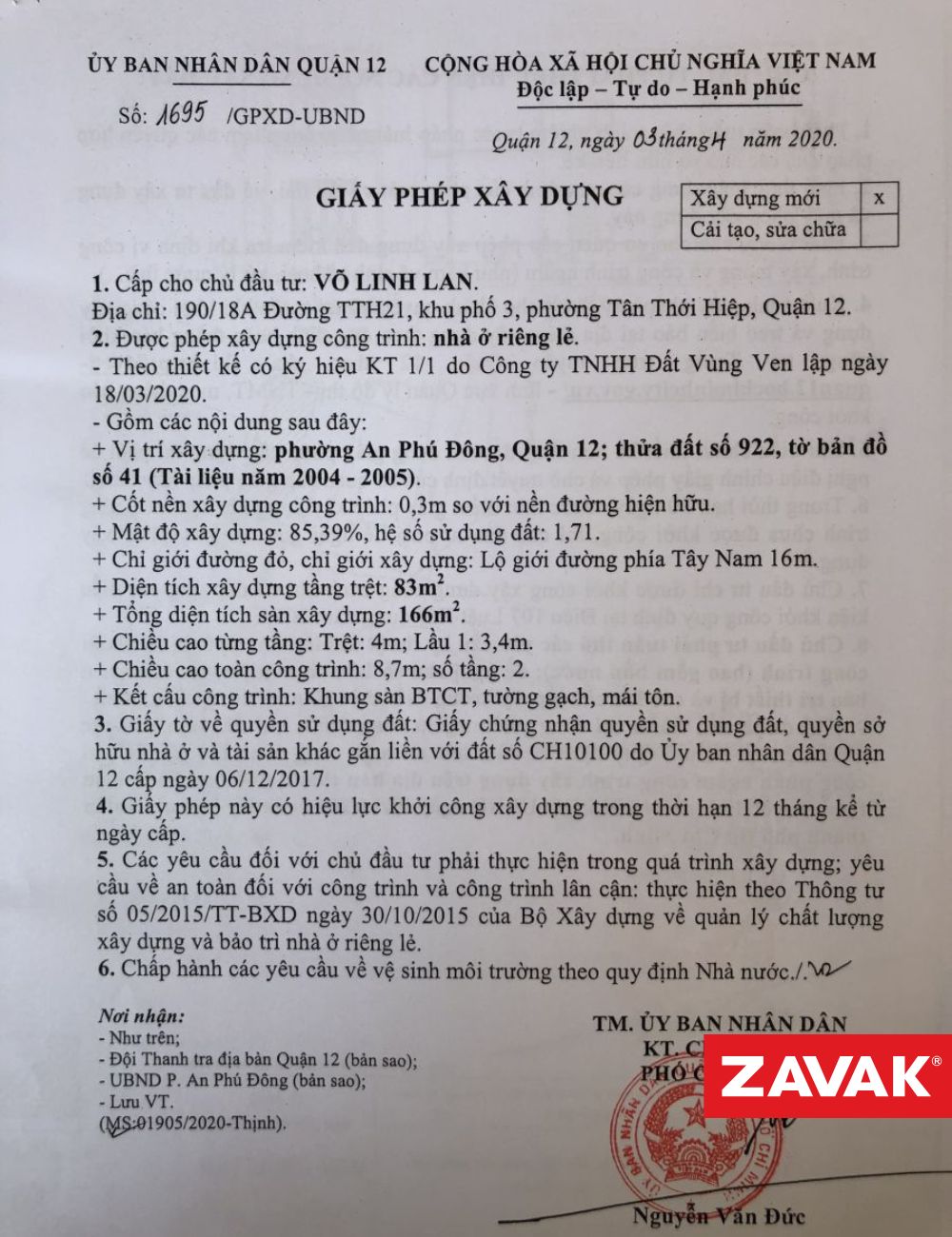 Mẫu Giấy Phép Xây Dựng Không Thời Hạn