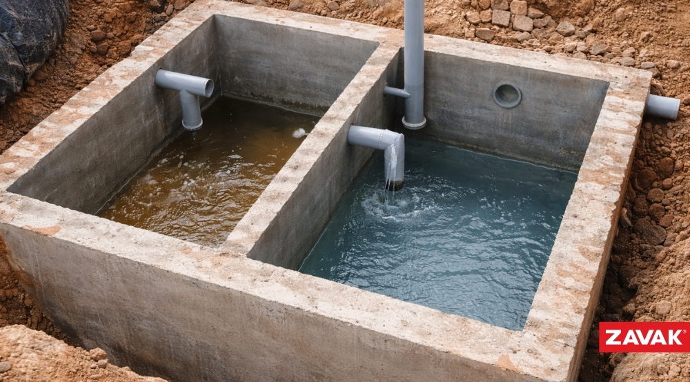 Bể phốt 2 ngăn xử lý nước thải ở mức cơ bản