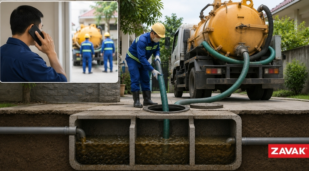 Bể phốt đầy có mùi hôi nên gọi thợ hút