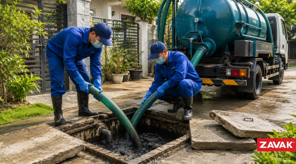 Bể phốt hay bị tắc gọi dịch vụ xử lý tận nhà