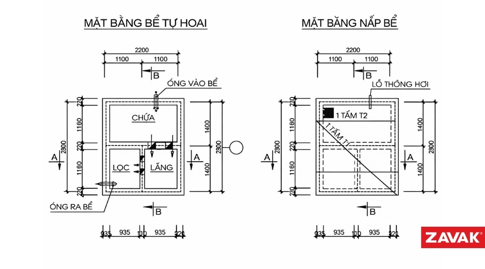 Nên có bản vẽ trước khi đặt ống bể phốt 3 ngăn