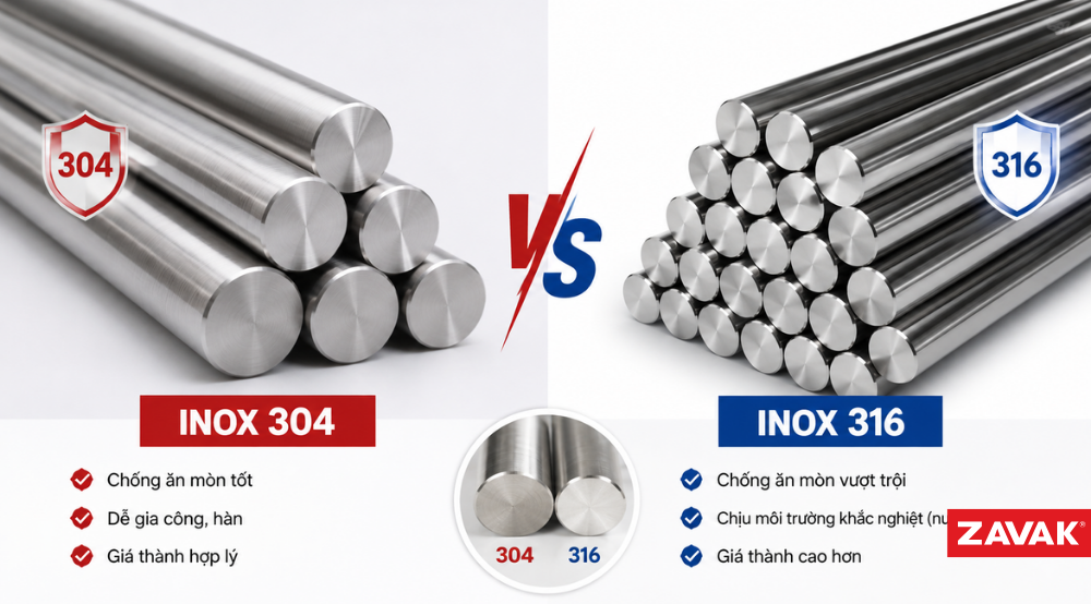 So sánh inox 316 và inox 304