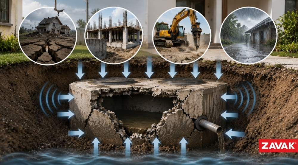 Bể phốt vỡ có thể xuất phát từ nguyên nhân khách quan
